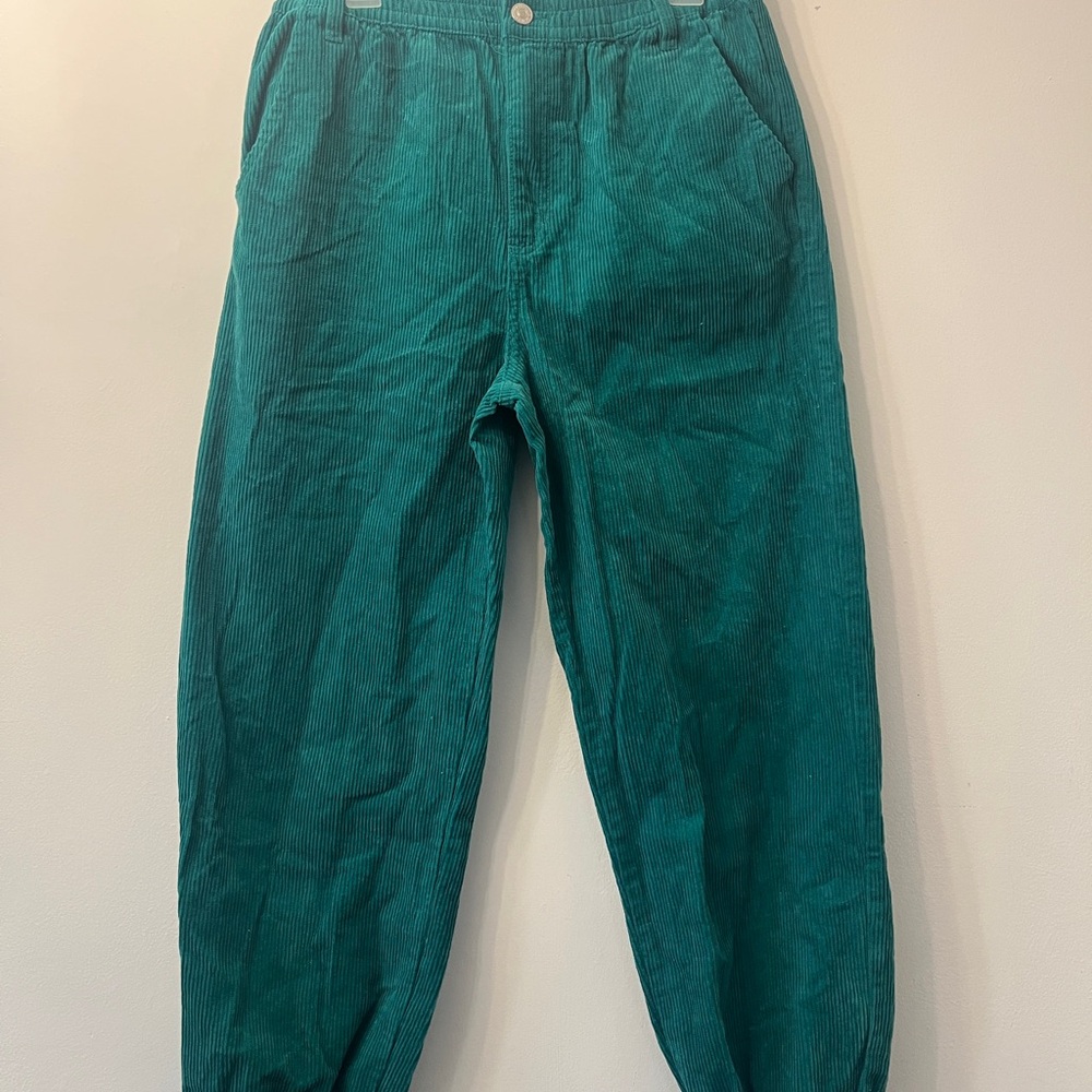 Forever 21 Teal Green Corduroy Ankle Pants